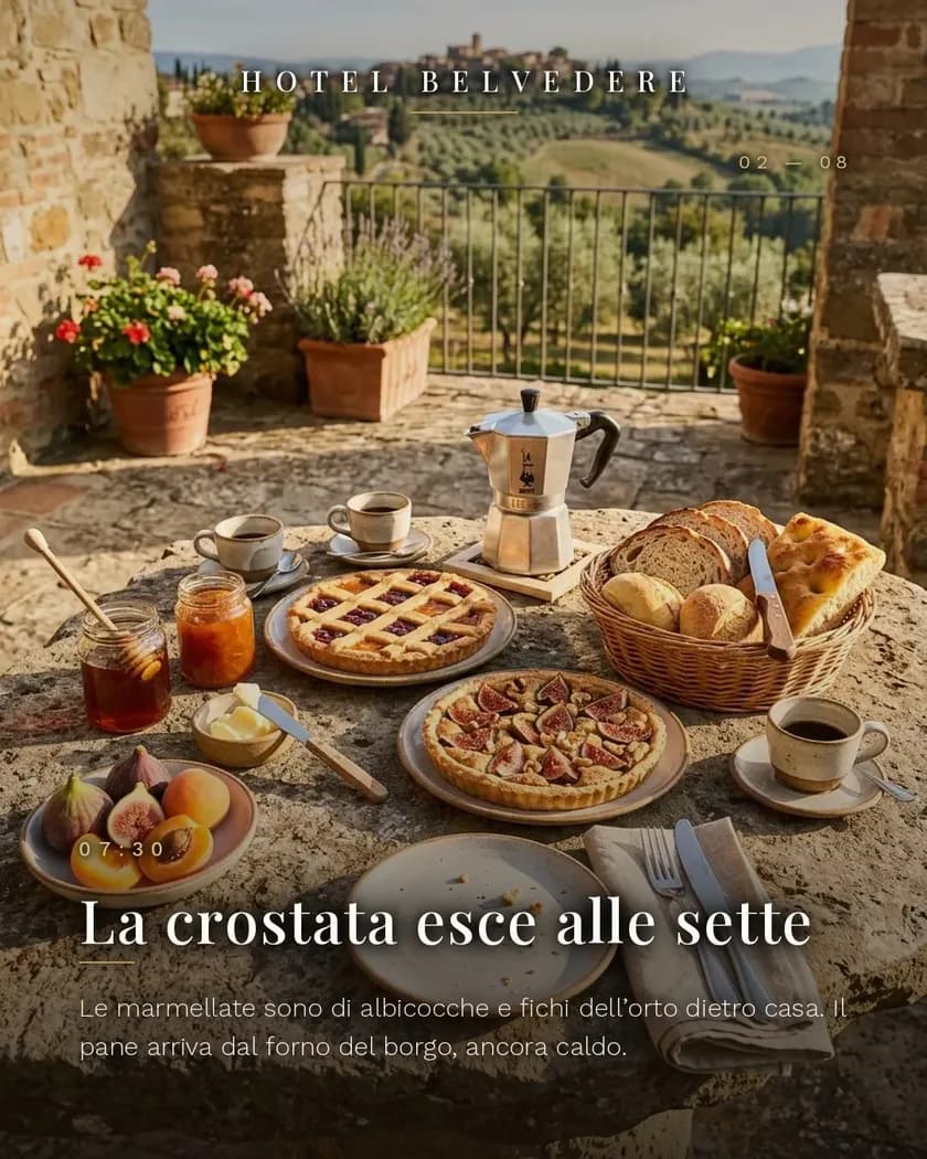 Slide 2 di 8 del carosello di esempio per un hotel, generato dalla piattaforma