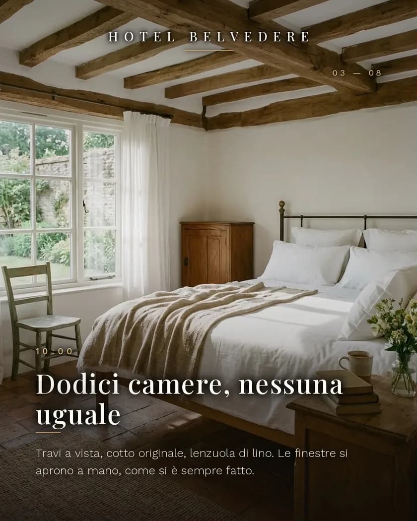 Slide 3 di 8 del carosello di esempio per un hotel, generato dalla piattaforma