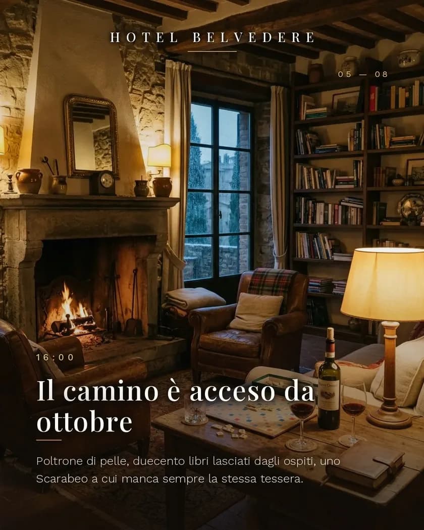 Slide 5 di 8 del carosello di esempio per un hotel, generato dalla piattaforma