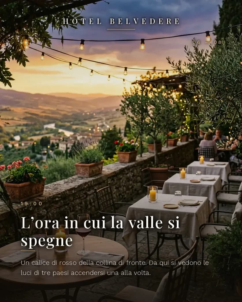 Slide 6 di 8 del carosello di esempio per un hotel, generato dalla piattaforma