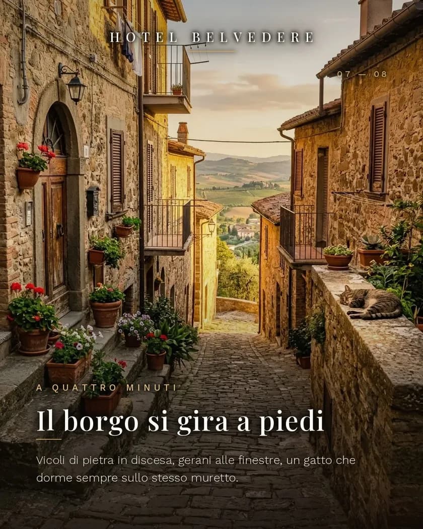 Slide 7 di 8 del carosello di esempio per un hotel, generato dalla piattaforma