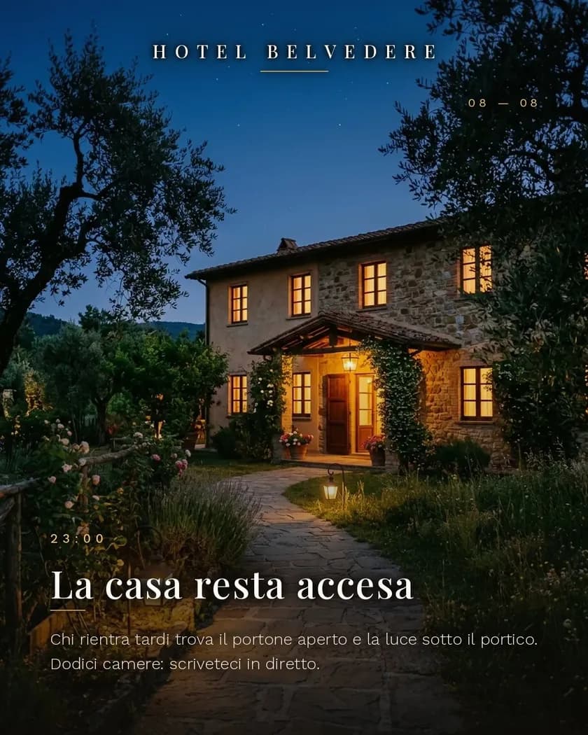 Slide 8 di 8 del carosello di esempio per un hotel, generato dalla piattaforma