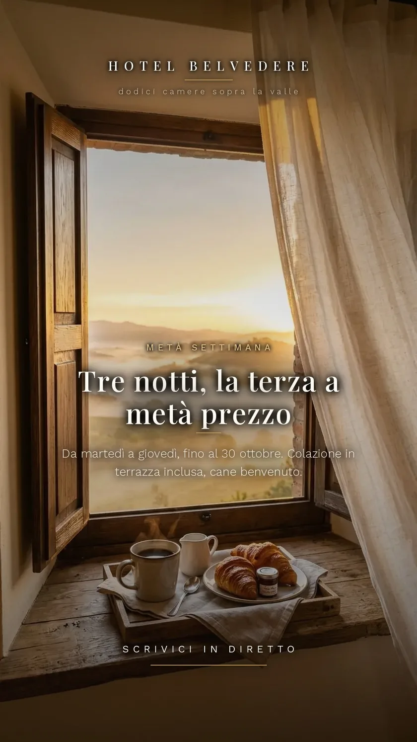 Storia Instagram di esempio per un hotel, formato verticale, generata dalla piattaforma