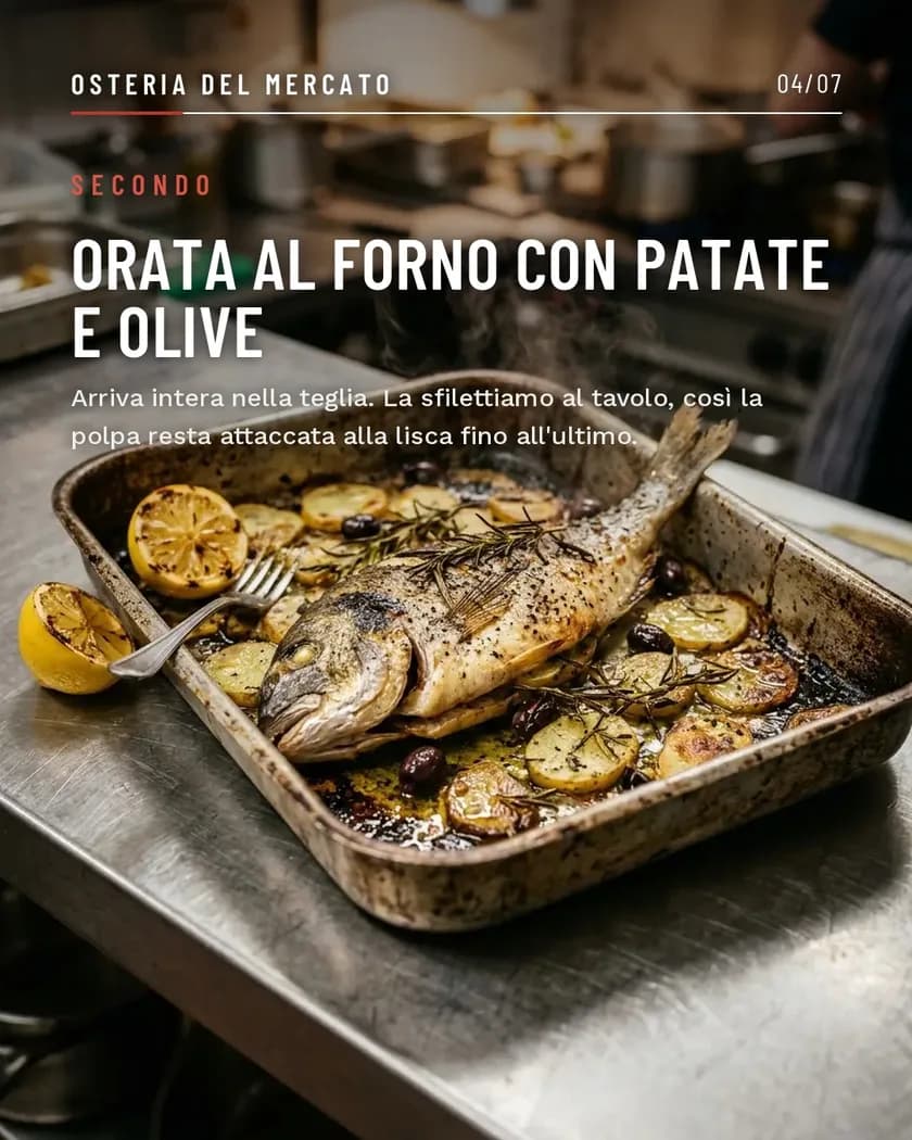Slide 4 di 7 del carosello di esempio per un ristorante, generato dalla piattaforma